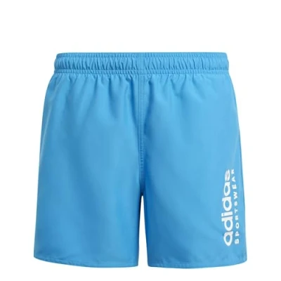 Image of adidas Boy&#039;s Sportswear Essentials Logo CLX Swim Shorts Kids, Bright Blue/White, 9 10 Years