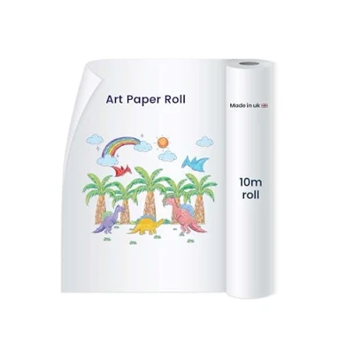 Image of White Drawing Paper Roll (38cm x10m) Recycled Thick Art Drawing, Painting, Sketching, Wrapping for School &amp; Classroom Replacement Easel Toddlers, Kids Adults