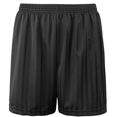 Image of JJLC Boys Girls School Sports Shorts PE Football Shadow Stripe (Black, 7 8 Years)