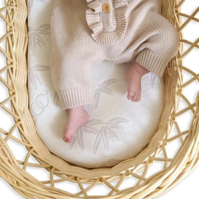 Image of Clair de Lune Natural Bamboo Wicker Moses Basket Mattress 65 x 28 cm
