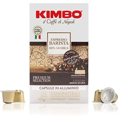 Image of Kimbo Coffee, Espresso Barista 100% Arabica, 30 Capsules Compatible with Nespresso Original Machine, Medium Dark Roast, 9/13, Italian Coffee Pods, 1 x