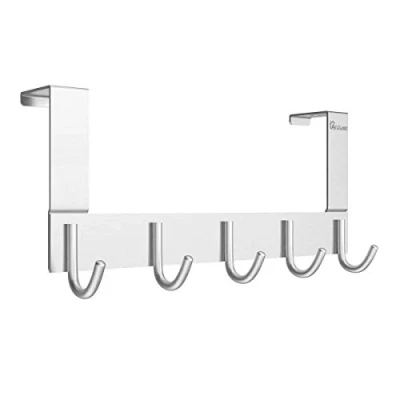 Image of Anjuer Over The Door Hook Organizer Rack, Metal Coat Hanger 5 Hooks
