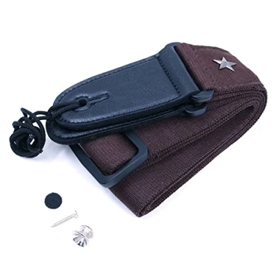 Image of Alnicov 2&quot; Cotton Guitar Strap,Adjustable Shoulder Strap for Acoustic Electric Bass(Brown)