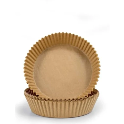 Image of Pack of 50 Disposable Air Fryer Liners Round Greaseproof Parchment Paper Sheets 16cm