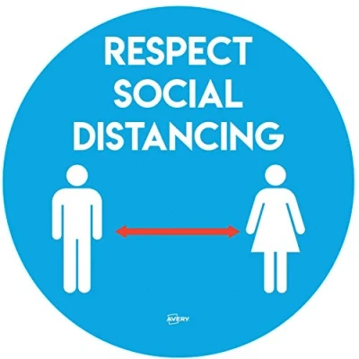 Image of Avery Respect Social Distancing Circular Label Sign Ø275mm, 2 self Adhesive Posters per Pack
