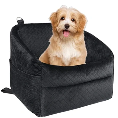 Image of GL GLENSLAVE Dog Car Seat for Small Dogs, Upgrade Booster Seat,Detachable and Washable Pet Seats with Thick Cushion Safety Leash Storage Pockets