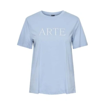 Image of PIECES Women&#039;s Pcnori Ss T Shirt Bc, Soft Chambray/Print: arte, Large