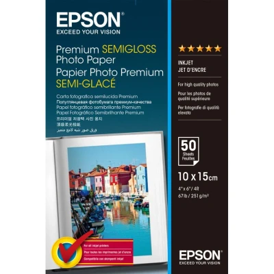 Image of Epson C13S041765 Semi Gloss Photo Paper 10x15cm 50 Sheets
