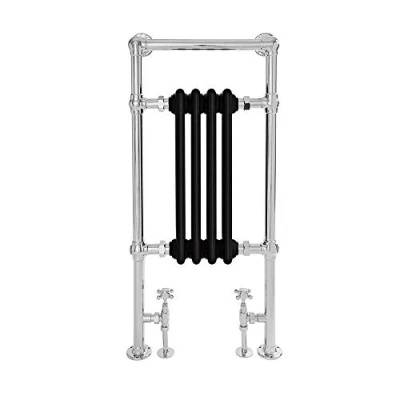 Image of Milano Elizabeth Chrome Black Heated Towel Rail 930mm x 452mm