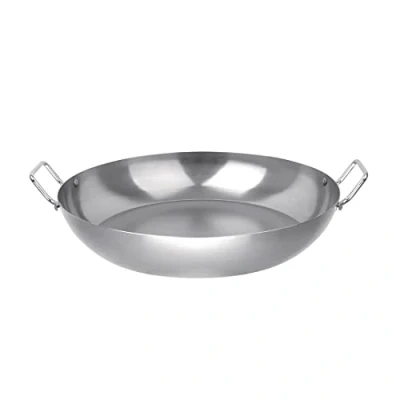 Image of Vogue GD074 Iron Paella Pan 16In Kitchen Cookware Heavy Duty Induction, Grey