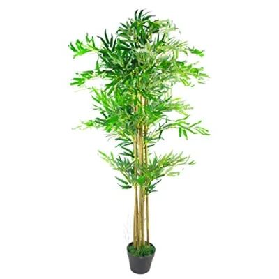 Image of Leaf Design UK Artificial Bamboo Plants/Trees, Wood, Natural Green, 150cm