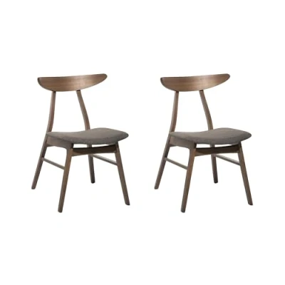Image of Beliani Set of 2 Dining Chairs Dark Grey Fabric Seat Wood Frame Lynn