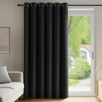 Image of Deconovo 79 x 110 Inch Room Divider Curtain Super Soft Window Treartment Thermal Insulated Eyelet Energy Saving Decorative Blackout for Door Black Set of 1