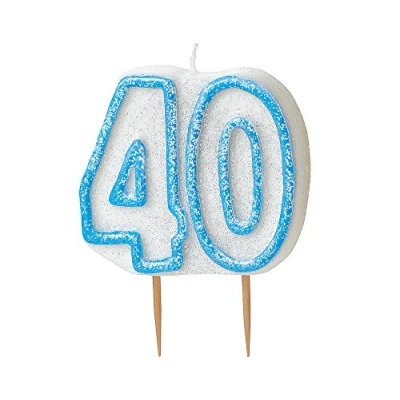 Image of Unique Party 34414 Glitz Blue 40th Birthday Candle