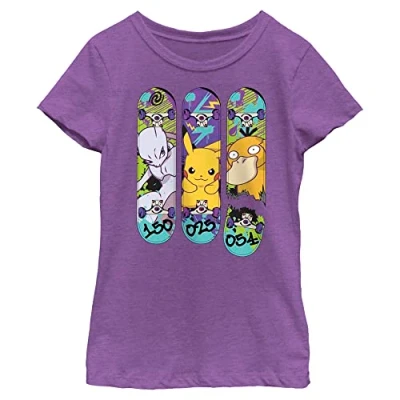 Image of Pokemon Mew2 Pika Duck Girls Short Sleeve Tee Shirt, Purple Berry, L