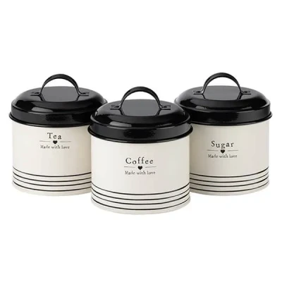 Image of Made With Love Set of 3 Tea, Coffee &amp; Sugar Tins