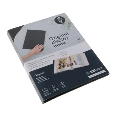 Image of Rillstab Original Display Book (40 Transparent/Clear Pockets) A4 Front Page Ring Binder Portfolio &amp; Project Presentation Folder for Meetings Conferences Poly Clear Pocket Black 99444