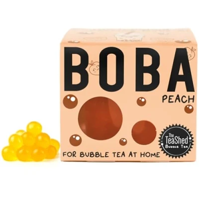 Image of Peach Fruit Juice Filled Popping Boba Bursting Pearls for Bubble Tea and Dessert Toppings 150g 3 Servings Vegan By THE TEASHED