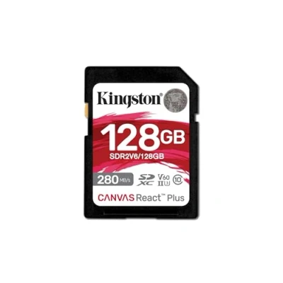 Image of Kingston Canvas React Plus V60 SD 128GB SDXC UHS II 280R/100W U3 for Full HD/4K