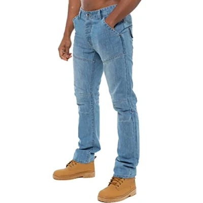 Image of New Mens ENZO Designer Straight Leg Blue Black Darkwash Denim Jeans All Waist Bleachwash 30 W X 30L
