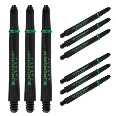 Image of Harrows Darts 3 x Sets of Supergrip Carbon Dart Stems 9 Shafts in Total Medium, Midi &amp; Short (Green, Medium)