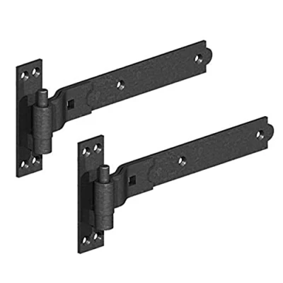 Image of Merriway BH06852 (2 Pcs) Gate Hinges Heavy Duty Hook and Band Cranked Necked Black 350mm (14 Inch) Pack of 2 Pieces