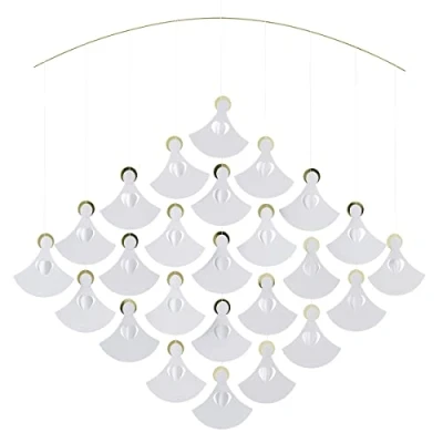 Image of Flensted Mobiles Angel Chorus (25 Angels) Hanging Mobile 22 Inches High Quality Cardboard