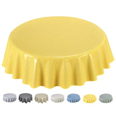 Image of Home Direct Round Oilcloth PVC Wipe Clean Tablecloth 140cm 55&quot; Yellow