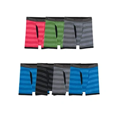 Image of Fruit of the Loom Boys&#039; Boxer Briefs (Assorted Colors), Coolzone Fly 7 Pack Stripes, XL (Pack 7)