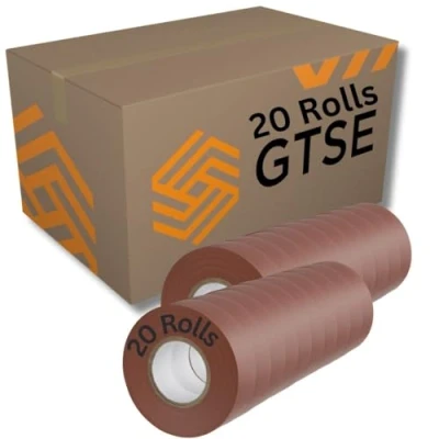 Image of GTSE Brown Electrical Tape, 19mm x 20m, 20 Rolls of Strong Self Adhesive PVC Insulation Tape for Insulating, Repairing and Protecting Wires