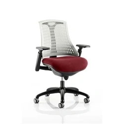 Image of Flex Task Operator Chair Black Frame White Back Bespoke Colour Seat Ginseng Chilli