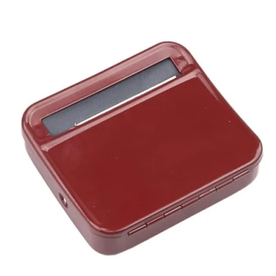 Image of Automatic Metal Cigarette Rolling Machine Tobacco Roller Case 70mm Manual DIY Cigarettes Maker for Smoking Accessories Red