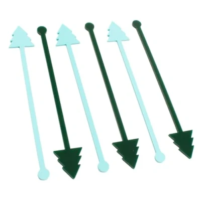 Image of Christmas Tree Green Acrylic Drink Stirrers Pack of 6