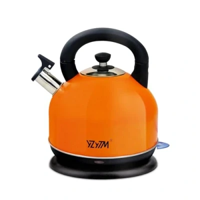 Image of Electric Kettle, 3 Liter, 2000W Fast Boil Stainless Steel Portable Kettle with LED, Auto Shut Off and Dry Protection, Mesh Filter (Orange)