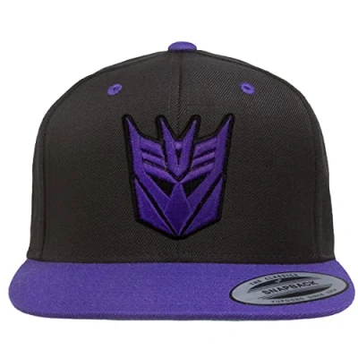 Image of Transformers Officially Licensed Decepticon 3D Patch Premium Snapback Cap (Black Purple), One Size