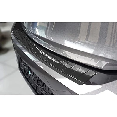 Image of Avisa Black Stainless Steel Rear bumper protector compatible with Opel Corsa F Edition/Elegance HB 5 doors 2019 &#039;Ribs&#039; (excl. Equipment Ultimate)