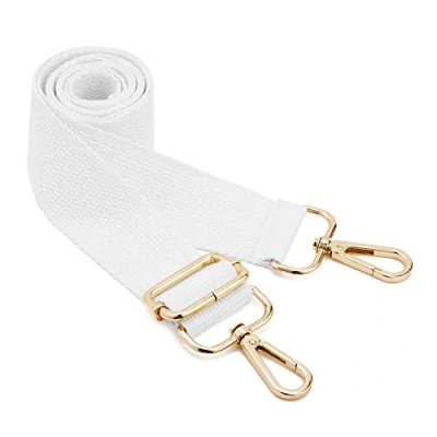 Image of Wide Shoulder Bags Strap,Adjustable Replacement Bag Strap with Metal Swivel Hooks Soft Canvas Purse Straps Belt Messenger Changeable For Crossbody Handbag(Gold White)