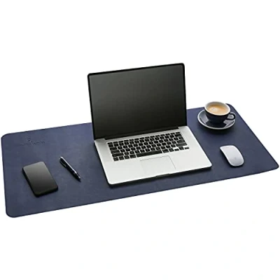 Image of Gallaway Leather Desk Pad 36 x 17 inch Large Mouse Mat Home Office Accessories Desktop Protector Non Slip Writing Blotter (Navy Blue)…