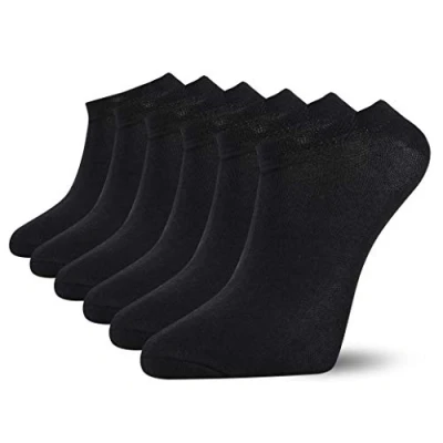 Image of Cob Stallion Trainer (Ankle) Socks for Men, 6 Pairs Multipack, Black and White Plain Low Cut Socks, Size: 11 (Black, 6)
