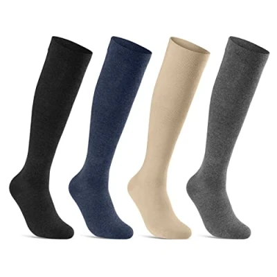 Image of sockenkauf24 1/2/4 Pairs of Support Hose Travel Stockings Compression Women &amp; Men 41 900 (3942 4 Pair, Black)