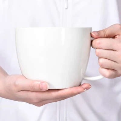 Image of fMSDD 30 oz Large Coffee Mug Ceramic Jumbo Soup Bowl with Handle Cereal Mugs, Classic Drinking Big Cup, for Latte, Cappuccino, Cocoa, Milk, Various Morning Coffee, Tea and Mulled Drinks, White