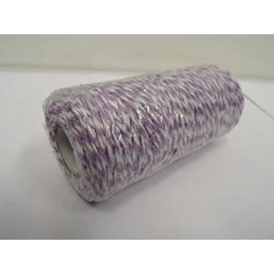 Image of 2 metres of 2mm Bakers Twine Cord Rope String Thread White and Lilac Stripe Butchers mm