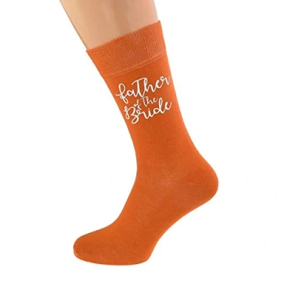 Image of Burnt Orange Wedding Script Design Socks UK Adult 5 12 in Various Roles (Groom)