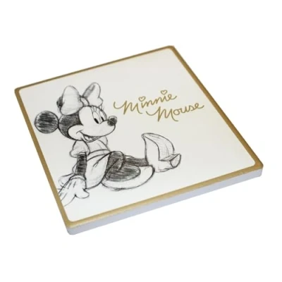 Image of Disney Minnie Mouse Coaster 10cm Cork Backed Classic Ceramic Gold Trim (Minnie Mouse)