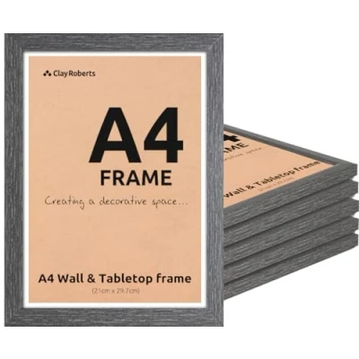 Image of Clay Roberts A4 Frame, Photo Dark Grey A4, Pack of 6, Picture Certificate Art Print Poster 21cm x 29.7cm Frames, Frames Frame