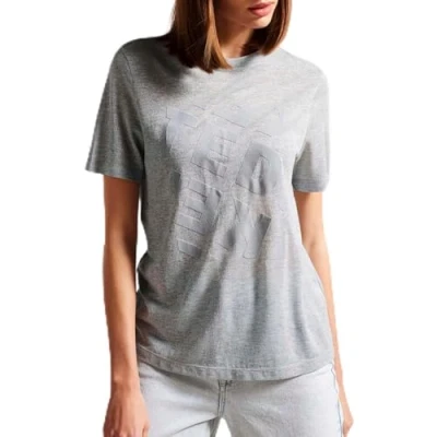 Image of Ted Baker Womenss Tedin Graphic T Shirt in Grey viscose Size 10 UK