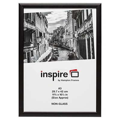 Image of Hampton Frames BLACKWOOD Pine Poster Certificate Photo Frame Acrylic (Non Glass) Black A3 (30 x 42 cm)