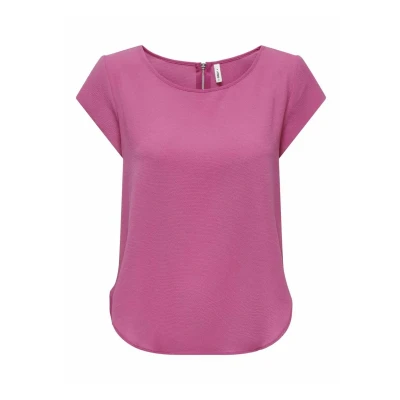 Image of ONLY Women&#039;s Onlvic S/S Solid Top Noos Ptm T Shirt, Raspberry Rose, 8