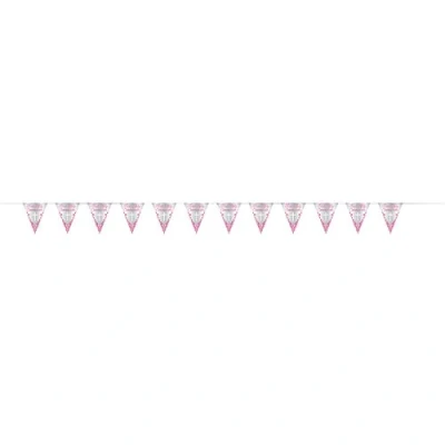 Image of Fancy Pink Cross First Holy Communion Foil Flag Banner (274cm) Elegant Religious Celebration Décor Perfect for Girl&#039;s Cherished Milestone 1 Pc