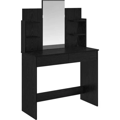 Image of vidaXL Dressing Table Black Oak 96 x 39 142 cm Engineered Wood
